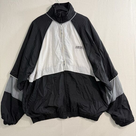 Vintage Perry Ellis AMERICA Mens Windbreaker Jacket, 90’s - Large Black White - Picture 1 of 8